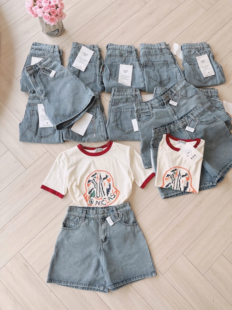 SET ĐỒ SHORT BÒ PHỐI VIỀN ĐỎ HOẠ TIẾT NỮ