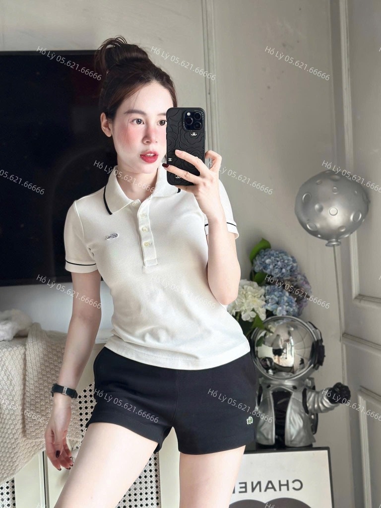 ÁO POLO CÁ SẤU VIỀN ĐEN CỔ TAY NỮ SẴN