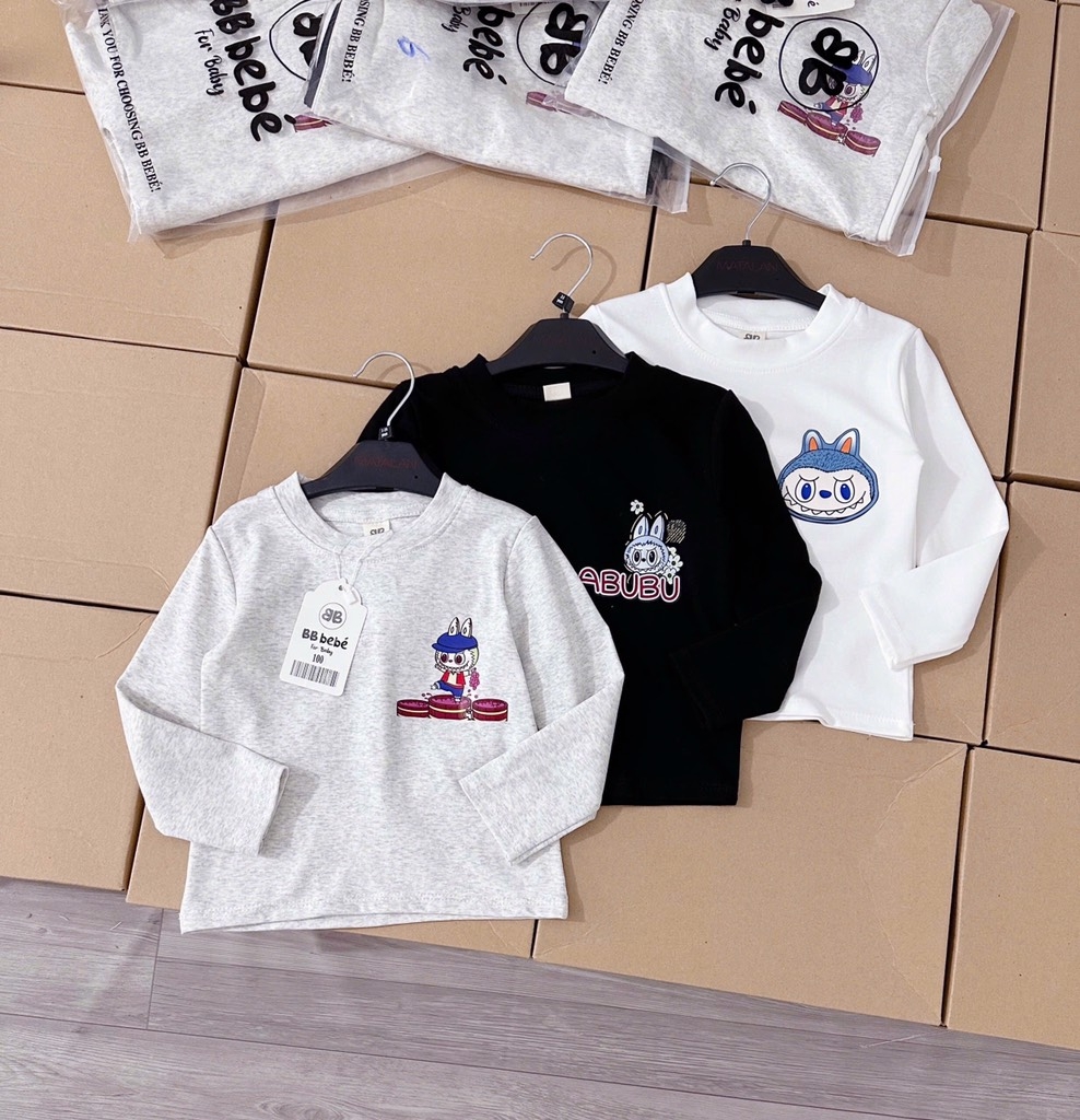 SET 3 ÁO ZIP LABUBU DÀI TAY CHO BÉ SẴN