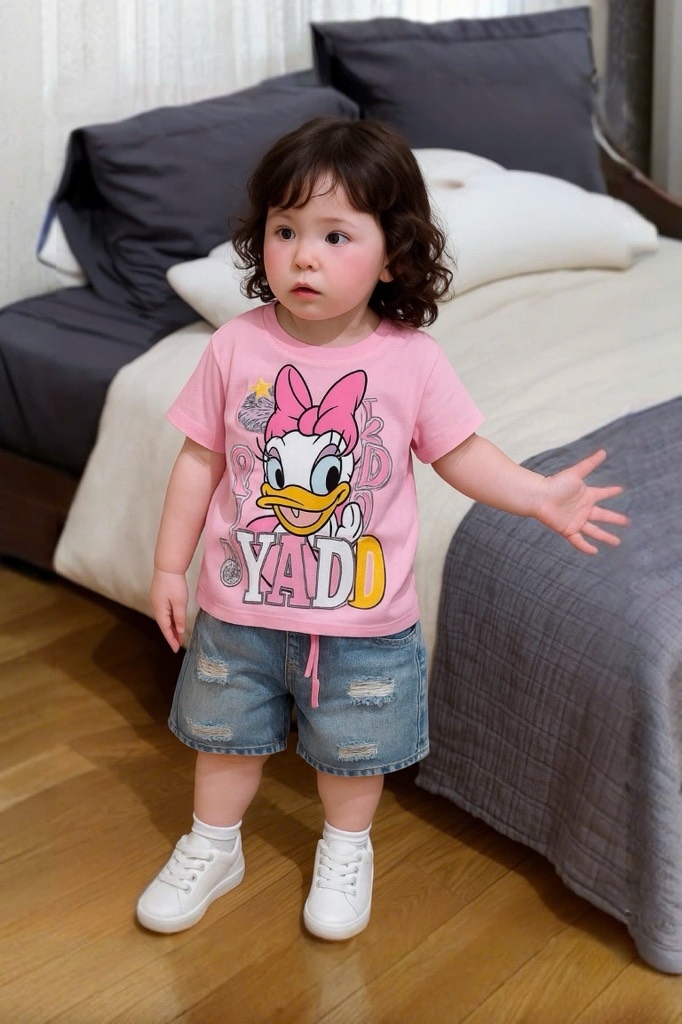 SET BÉ ÁO PHÔNG VỊ DONAL+ QUẦN NGỐ JEAN ỐNG RỘNG BÉ GÁI
