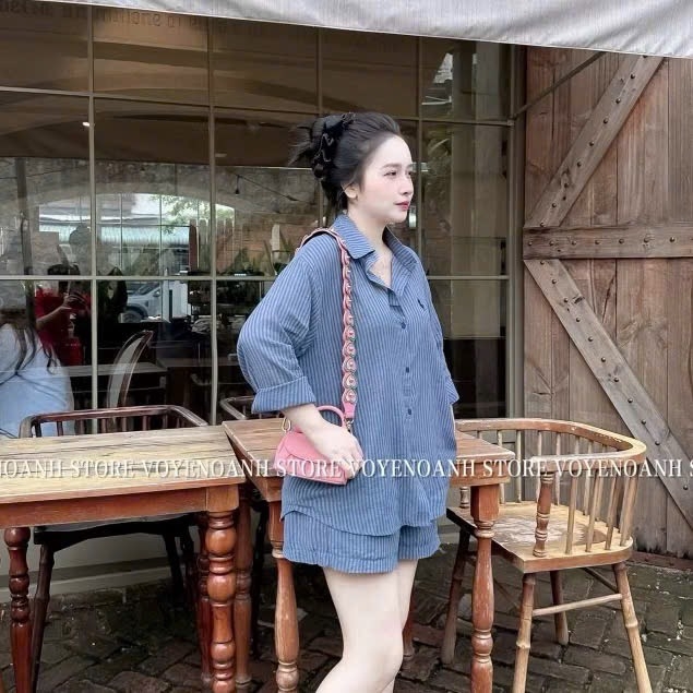 SET KẺ QUẦN 2 LỚP XẺ GẤU NỮ
