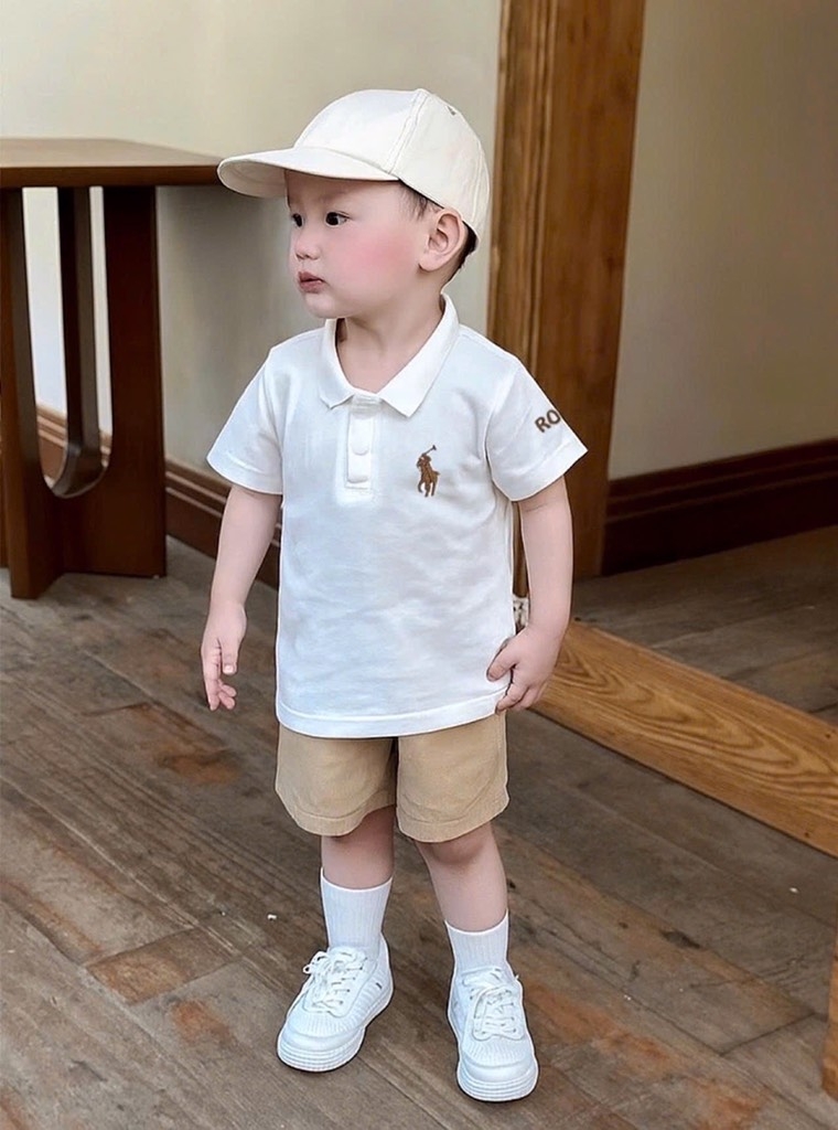 SET 3 ÁO POLO CỔ ĐỨC TRẮNG NÂU ĐEN BÉ TRAI SẴN (sale 97k)