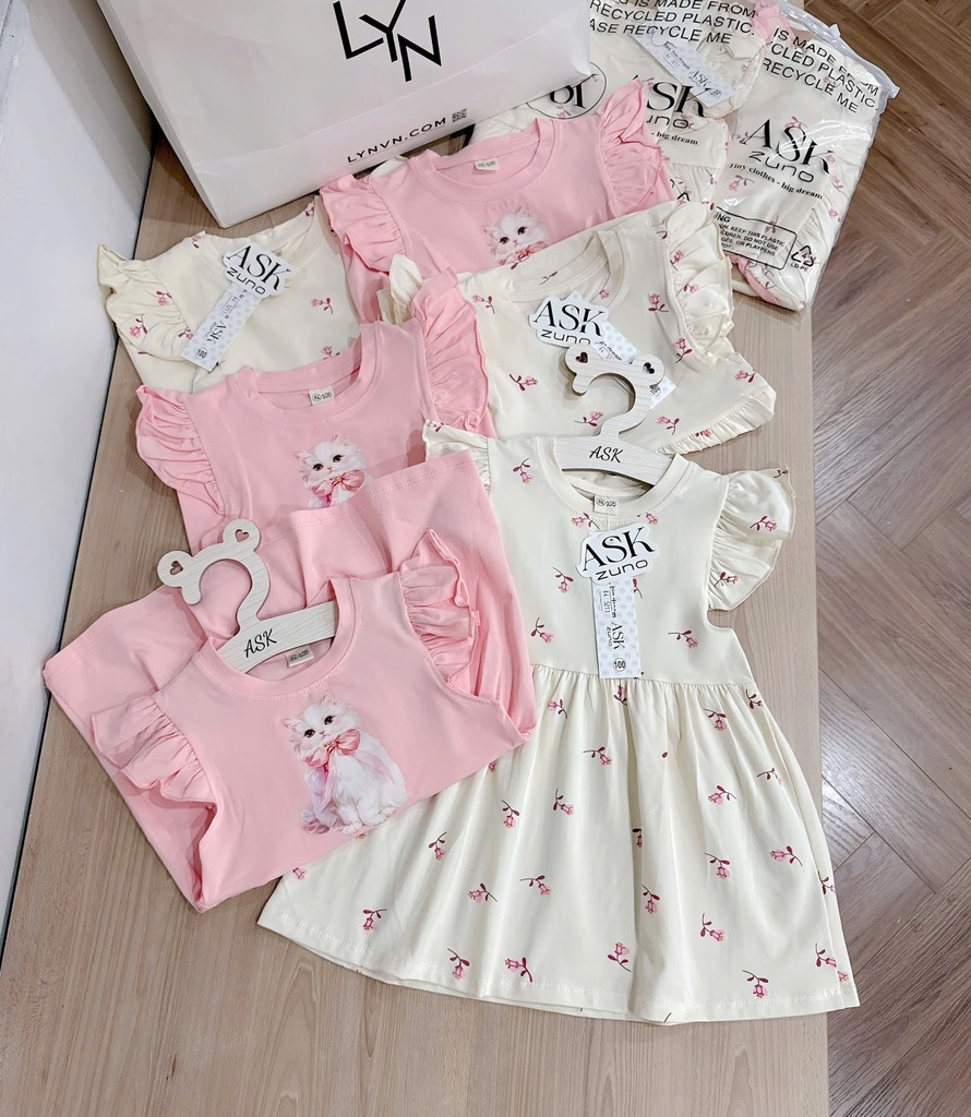 SET 2 VÁY CÁNH TIÊN MÈO HOA NHÍ BÉ GÁI(XẢ 89k)