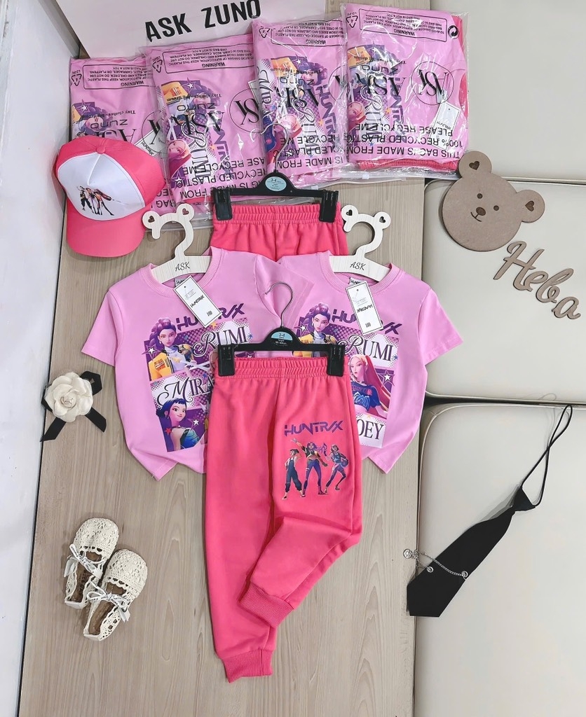 SET BỘ DÀI HỒNG HUNTRX QUẦN DÀI BOM BÉ GÁI SẴN