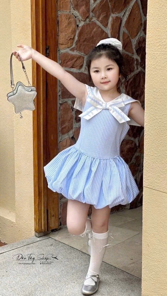 VÁY XANH NƠ TRẮNG BÉ GÁI (TĂNG GIÁ)
