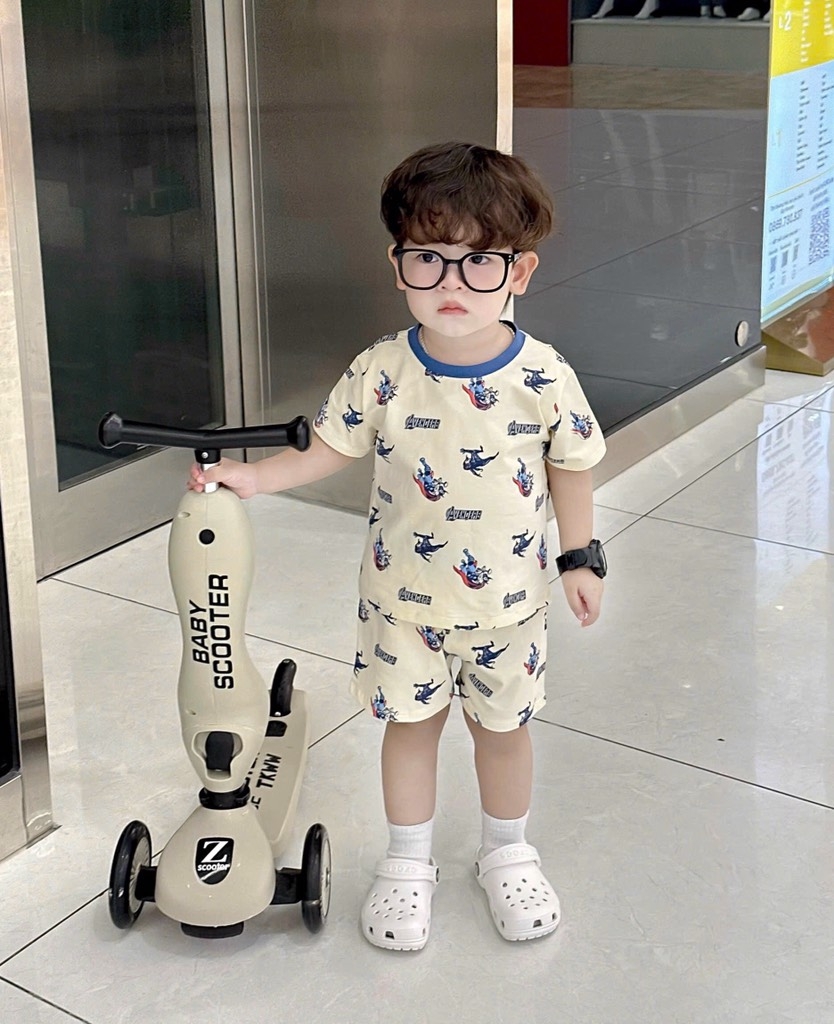 SET 2 BỘ CỘC TAY AVENGERS TONE XANH DƯƠNG BÉ TRAI