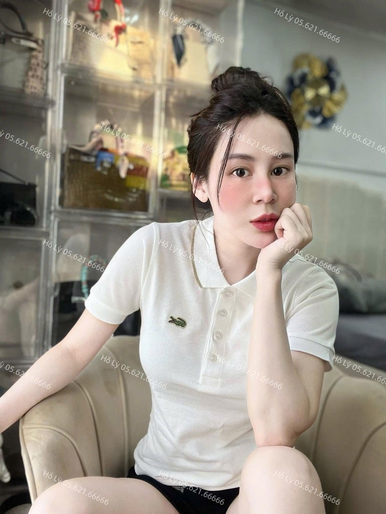ÁO POLO CÁ SẤU TRẮNG VIỀN CAM NỮ SẴN