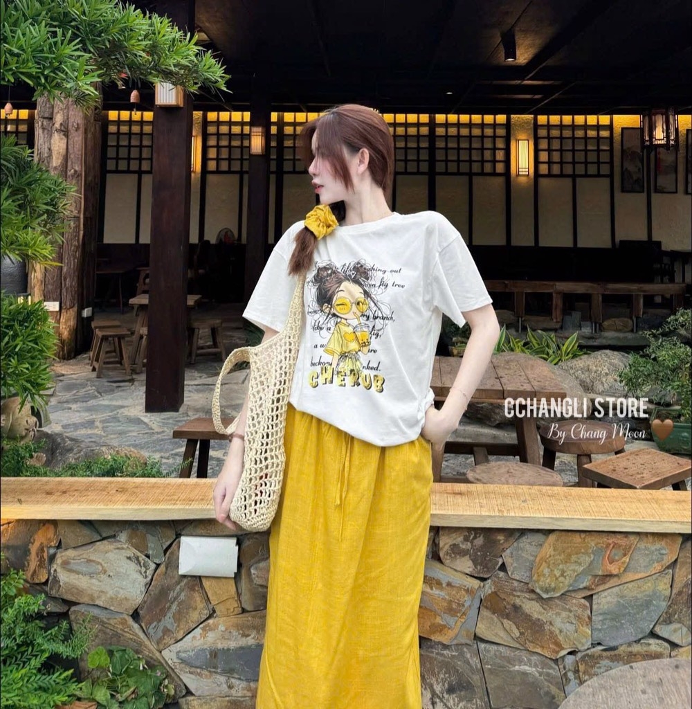 SET CHÂN VÁY ĐŨI VÀNG ÁO PHÔNG CÔ GÁI CHERUB NỮ SẴN