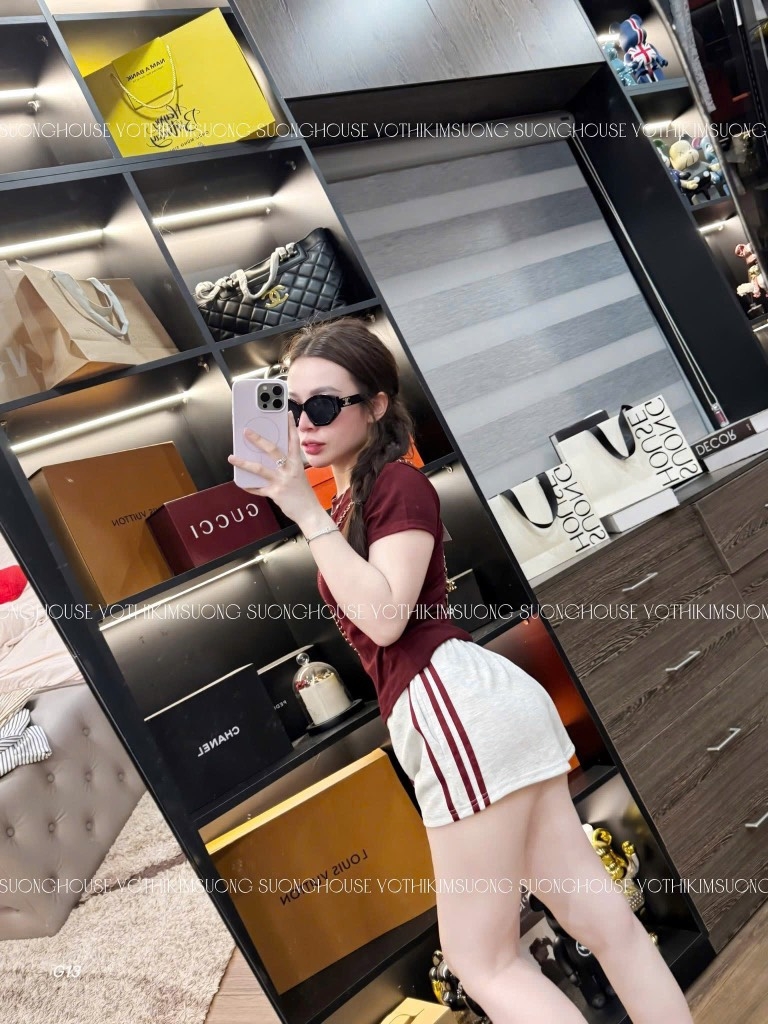 SET ALO ĐỎ QUẦN ĐÙI KẺ SỌC NỮ SẴN
