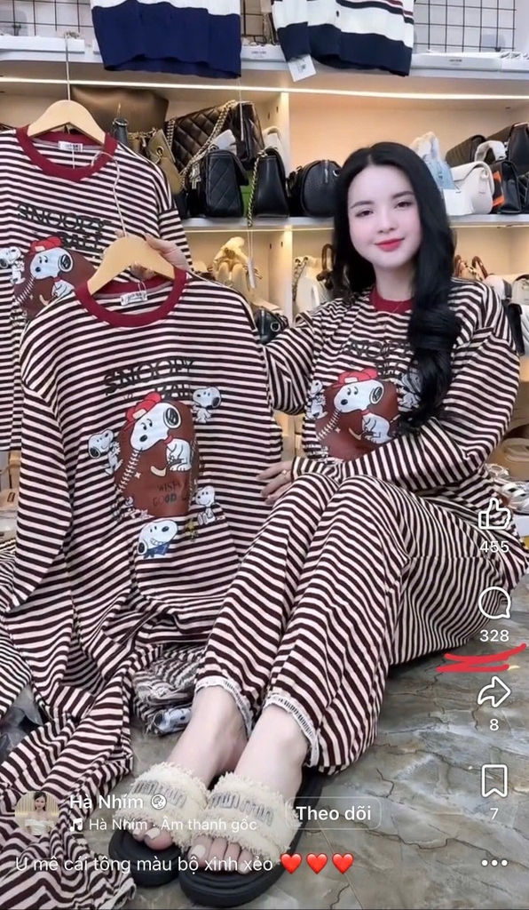 BỘ SNOOPY CHẤT ZIP KẺ XỊN FORM RỘNG NỮ THU ĐÔNG SẴN
