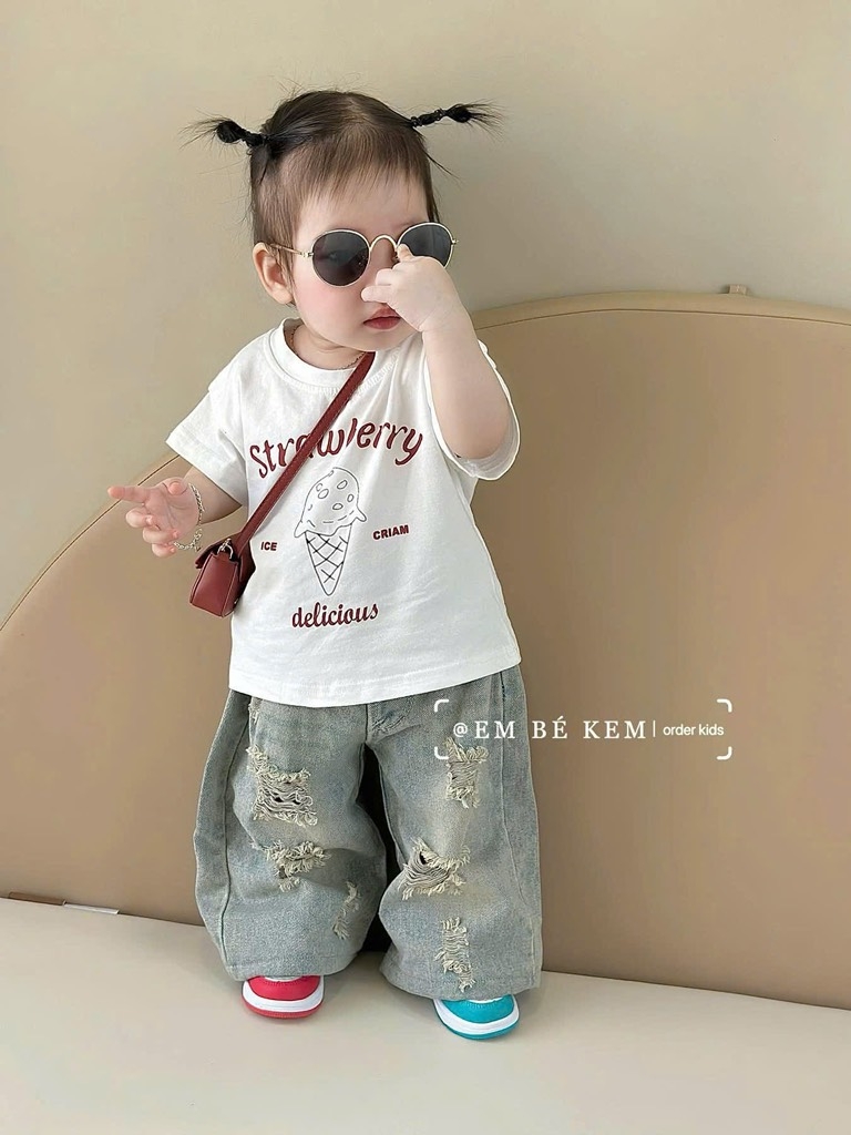 SET JEAN STRAWBERY BÉ TRAI BÉ GÁI (Xả 65k)