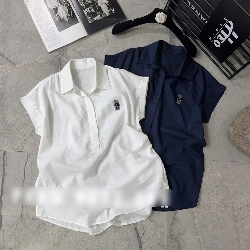ÁO SƠ MI SN THÊU GẤU WHOA NỮ SẴN(SALE 70k)