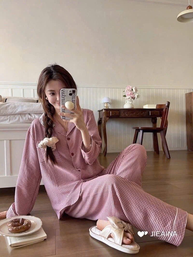 SET BỘ PIJAMA KẺ 3 MÀU NỮ
