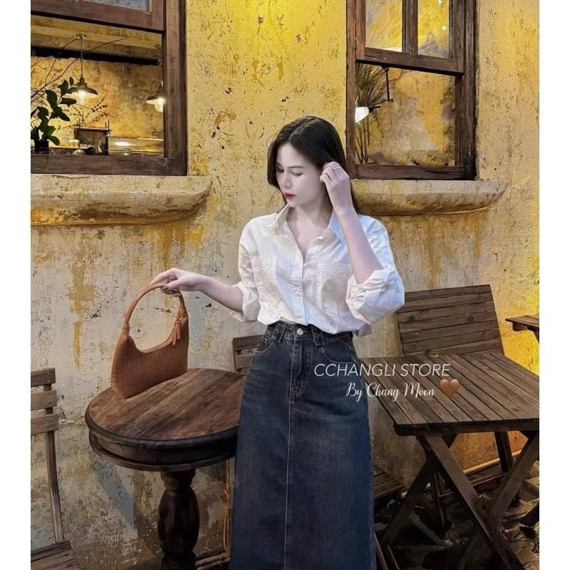 ÁO SƠ MI VẠT BẦU 2 TÚI NGỰC VNXK NỮ SẴN