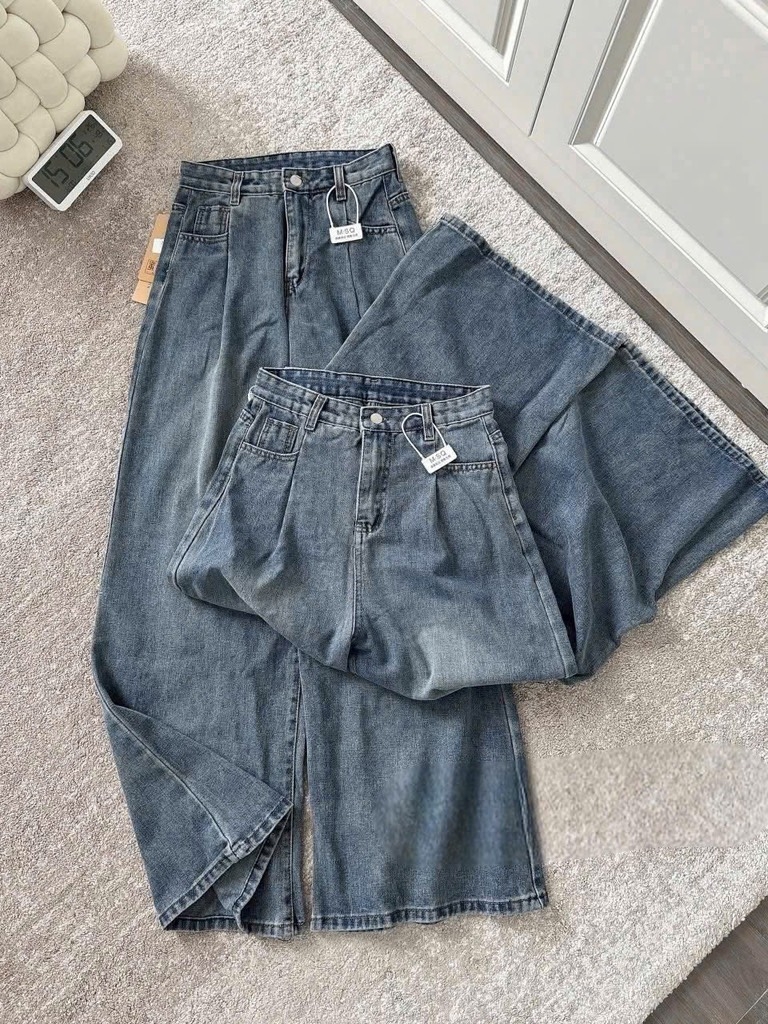 QUẦN SUÔNG JEAN NỮ XANH LI TÚI