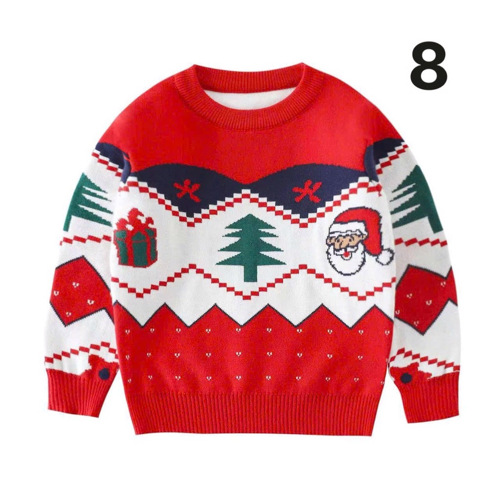 ÁO LEN ĐỎ NOEL DÀI TAY 2 LỚP MỀM MỊN BÉ TRAI BÉ GÁI