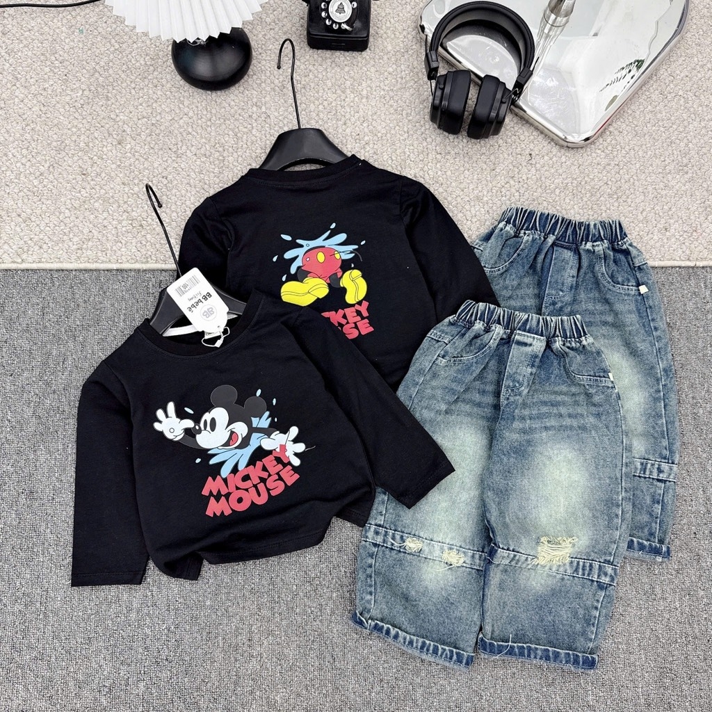 SET BỘ DÀI ÁO MICKEY QUẦN BÒ BÉ TRAI