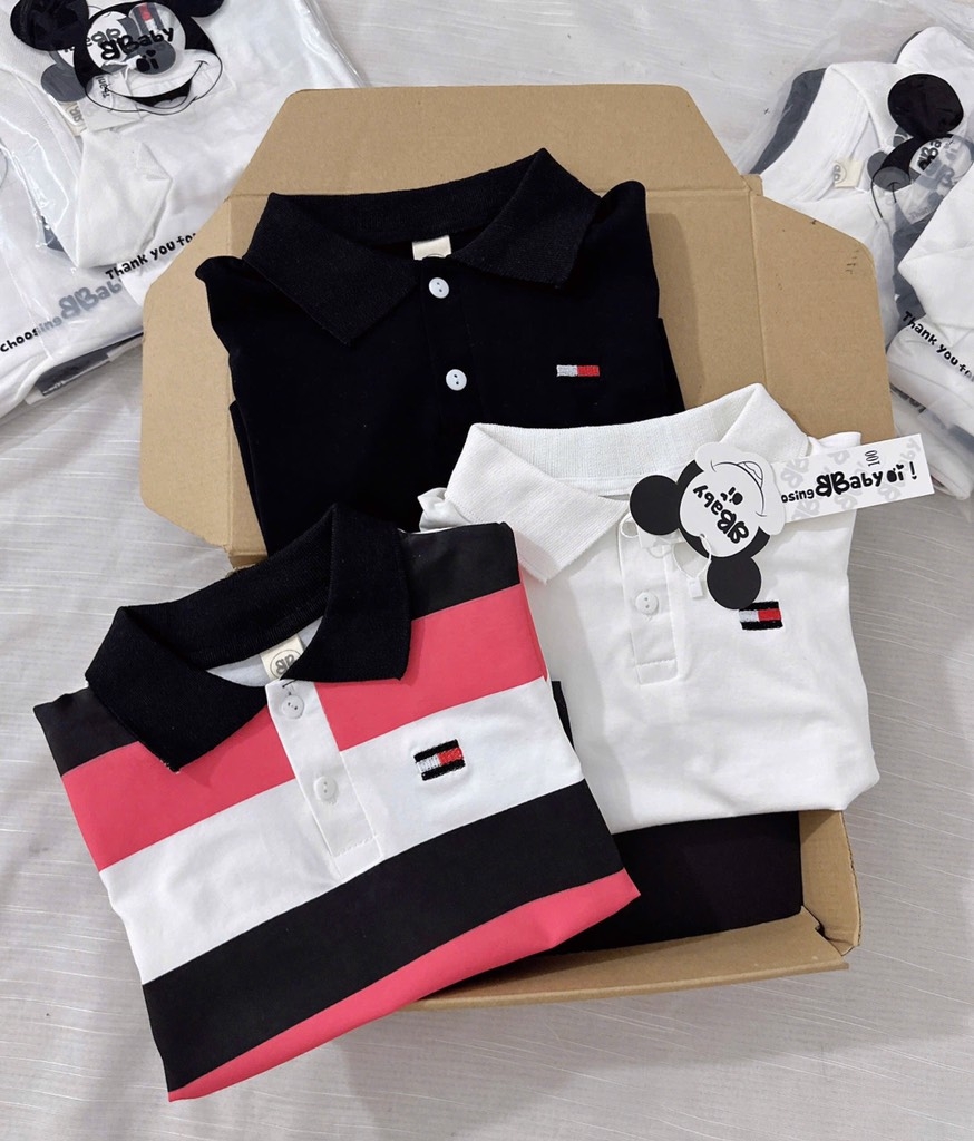SET 3 ÁO CỔ TRỤ TÔMMY SỊN XÒ BÉ TRAI ( xả 69k)