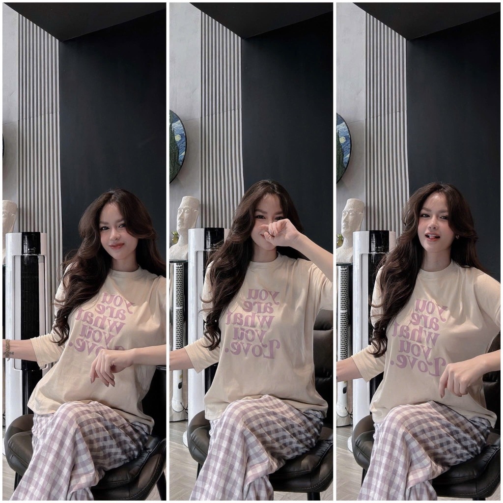 SET BỘ DÀI YOU LOVE QUẦN KẺ TÍM NỮ THU ĐÔNG