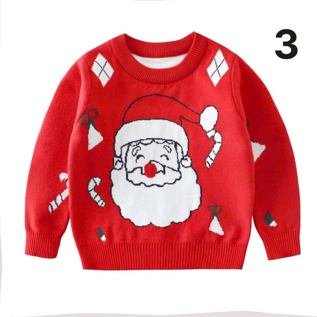 ÁO LEN ĐỎ NOEL DÀI TAY 2 LỚP MỀM MỊN BÉ TRAI BÉ GÁI