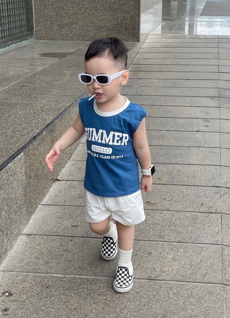 SET BỘ SUMMER XANH TRẮNG BÉ TRAI SẴN(SALE 89k)