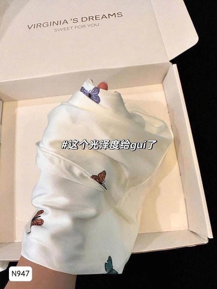 SET BỘ CỘC PIJAMA LỤA HOẠ TIẾT BƯỚM NỮ