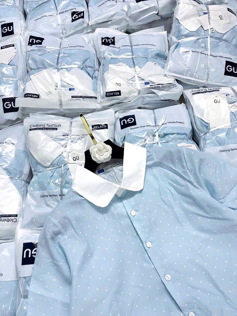 ÁO GU XANH PLEUM DÁNG XOÈ XẾP BÈO NỮ SẴN