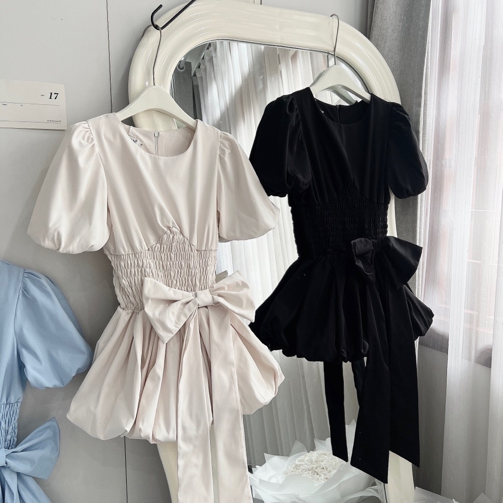 VÁY CHUN EO TAY BỒNG NỮ (Xả 89k)