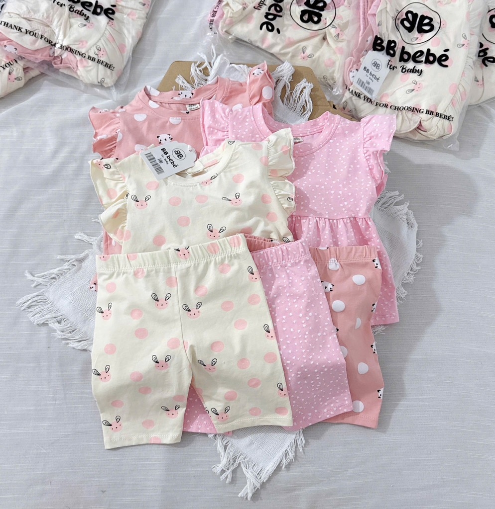 SET 3 BỘ BABYDOLL THỎ GẤU BE HỒNG BÉ GÁI( xả 145k )