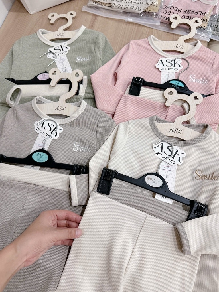 SET 2 BỘ DÀI SMILE TONE PASTEL BÉ TRAI BÉ GÁI SẴN