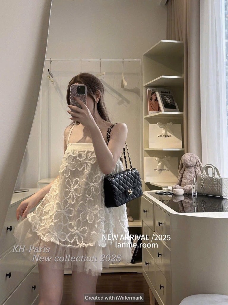 SET ÁO REN 2 DÂY CHÂN VÁY KÈM LÓT NỮ