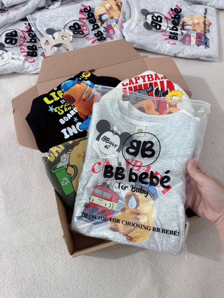 SET 4 ÁO CAPY3RA CỘC TAY BÉ TRAI