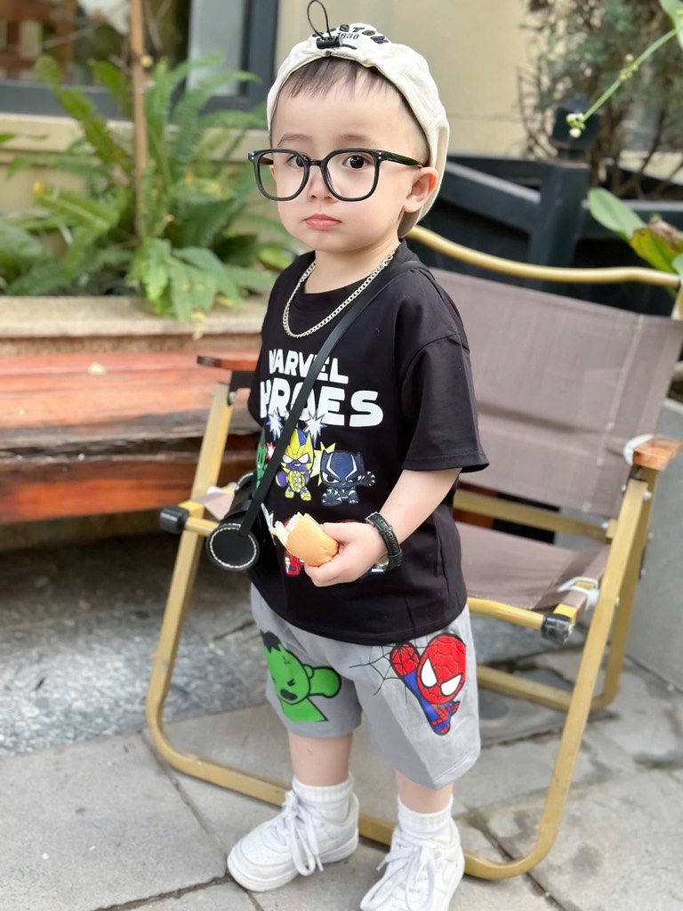 BỘ MARVEL HERO ĐEN GHI SIÊU CHẤT BÉ TRAI SẴN(XẢ 49k)