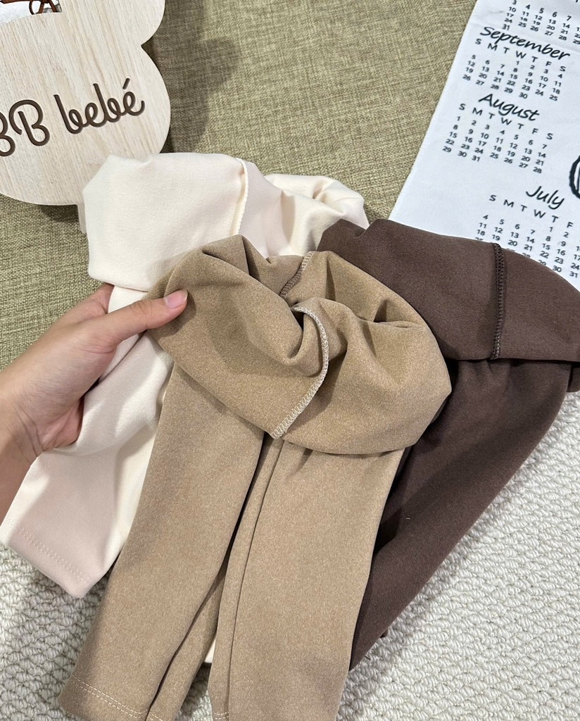 SET 3 QUẦN DÀI LEGGING LÓT LÔNG NÂU BE ĐẬM NHẠT BÉ TRAI BÉ GÁI SẴN