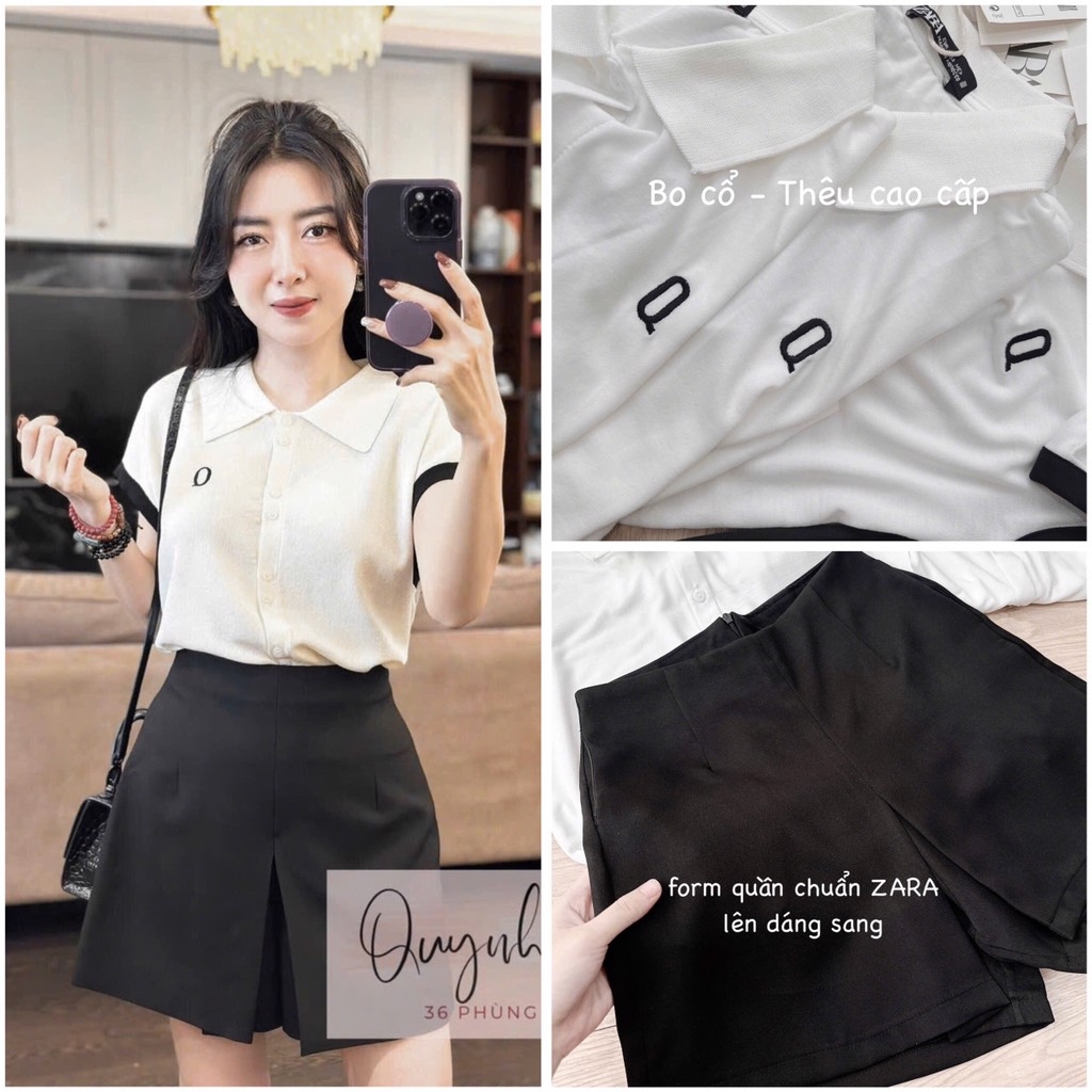 SET ÁO THÊU QUẦN THIẾT KẾ VẠT LI TRƯỚC NỮ SẴN