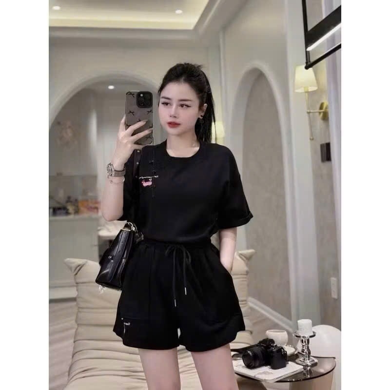 SET BỘ ĐÙI IN CHỮ THÊU LOGO CÚN DỄ THƯƠNG NỮ SẴN (SALE 55k)