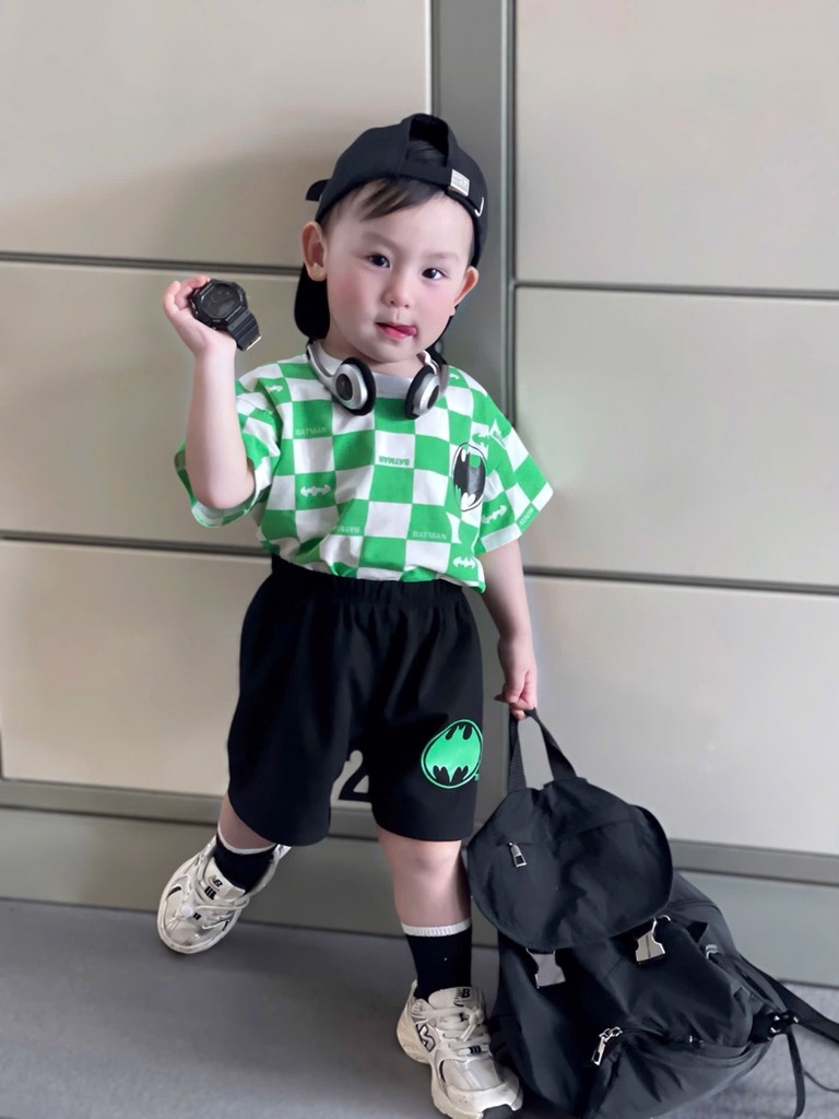 SET 2 BỘ BÉ TRAI KẺ CARO KHỦNG LONG SẴN