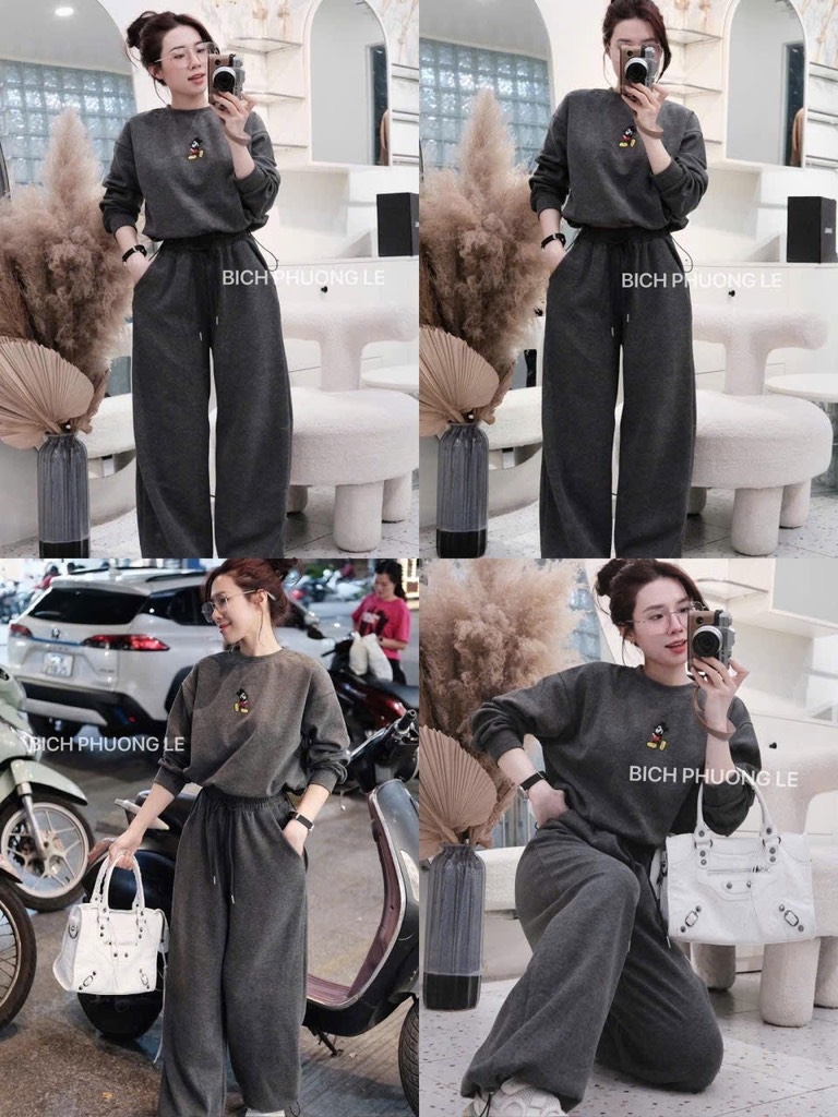 BỘ NỈ LÔNG THỎ THÊU MICKY NỮ