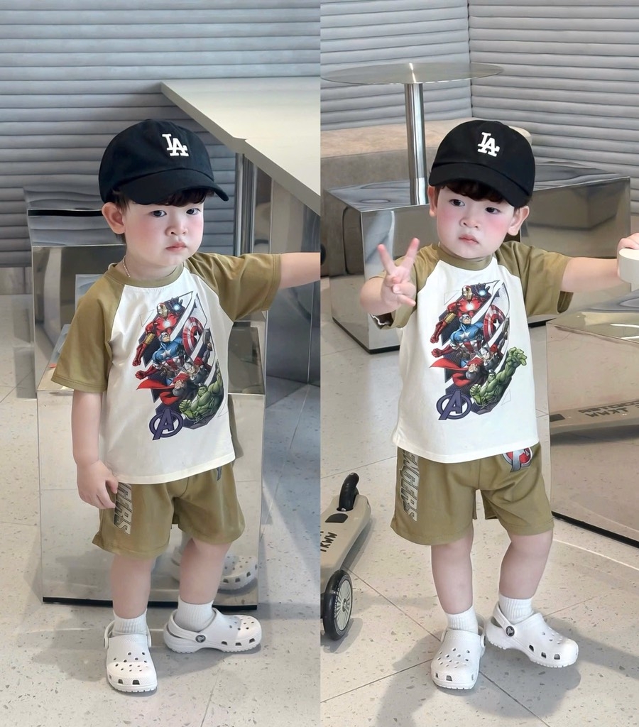 SET 2 BỘ CỘC TAY AVENGERS PHỐI NÂU TRẮNG BÉ TRAI