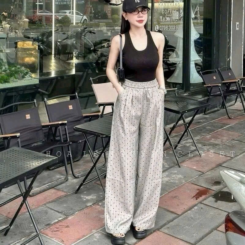 QUẦN ỐNG SUÔNG HOẠ TIẾT TRÁI TIM CẠP CHUN NỮ (SALE 82K)