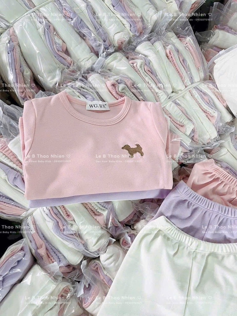 SET 3 BỘ DÀI NỈ LÔNG THÊU CHÓ BÉ GÁI SẴN