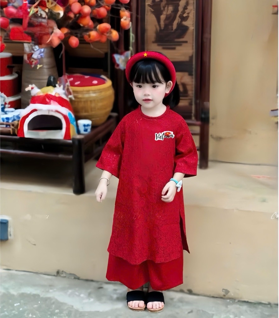 ÁO DÀI ĐỎ BÉ GÁI VIỆT NAM