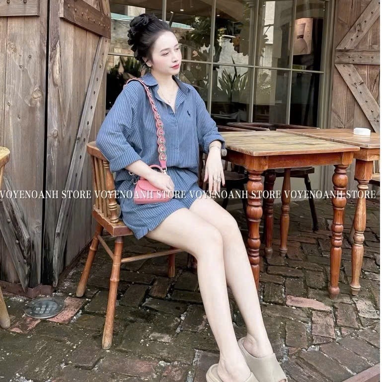 SET KẺ QUẦN 2 LỚP XẺ GẤU NỮ