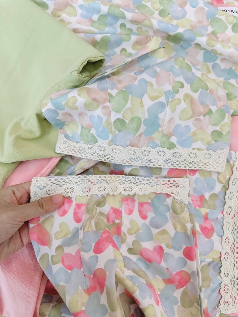 BỘ QUẦN PHỐI REN MIX ÁO DÍP NỮ