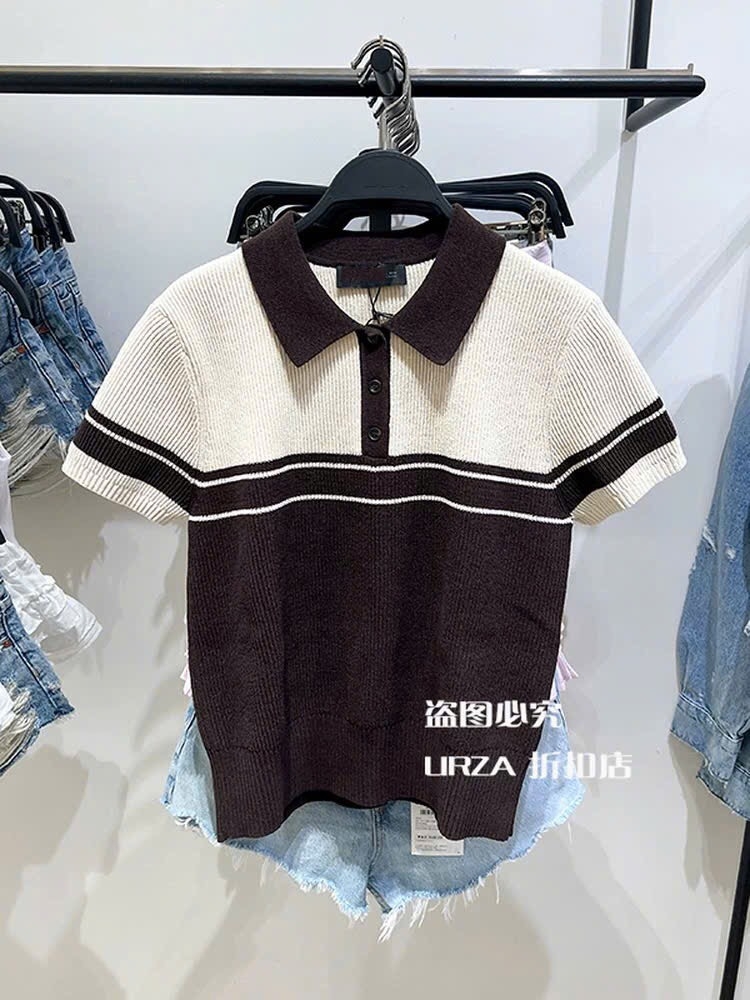 ÁO LEN CỘC POLO NÂU PHỐI BE SIÊU TÂY NỮ THU ĐÔNG