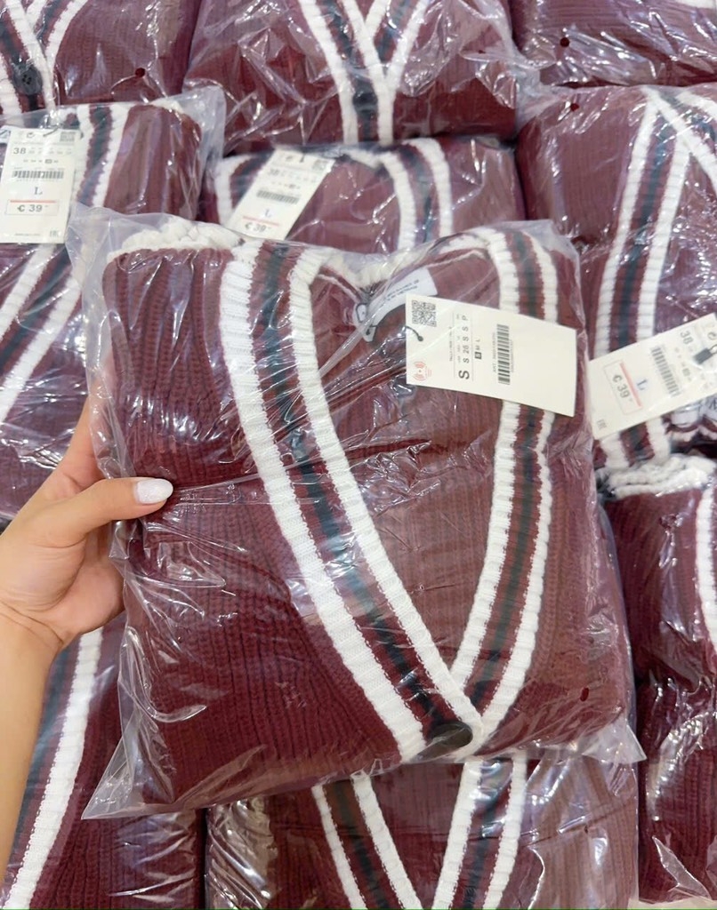 ÁO LEN CADIGAN MẬN Z.ARA PHỐI VIỀN NỮ THU ĐÔNG