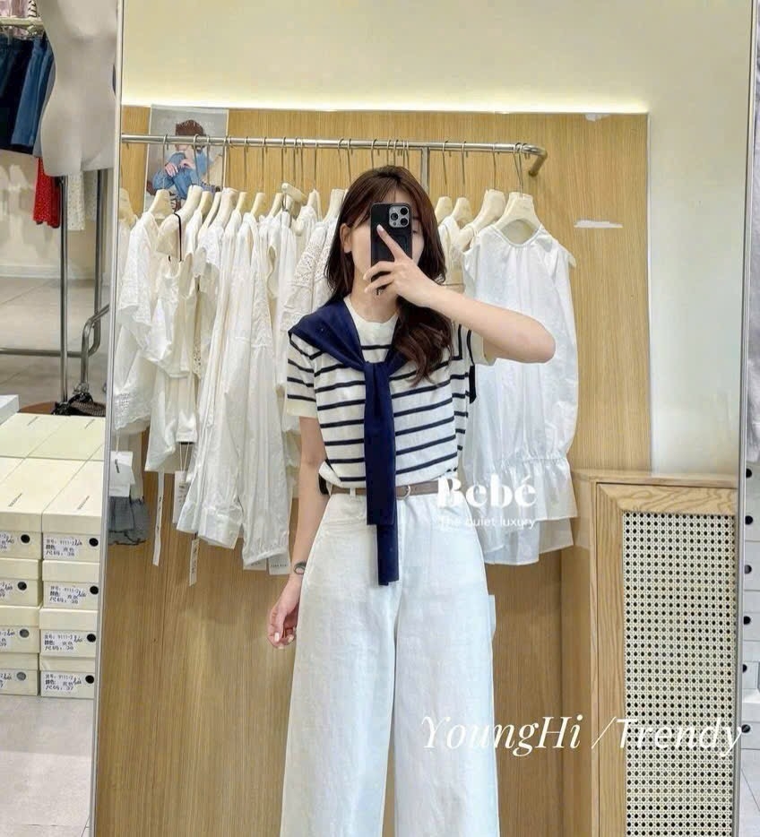 ÁO LEN KẺ KÈM KHĂN HAI 2 MÀU NỮ THU ĐÔNG