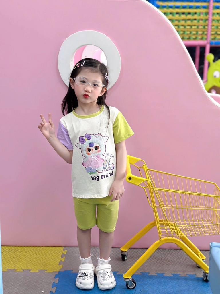 SET 2 BỘ COTTON TÀU HỒNG XANH BB3 BÉ GÁI SẴN( xả 79k )