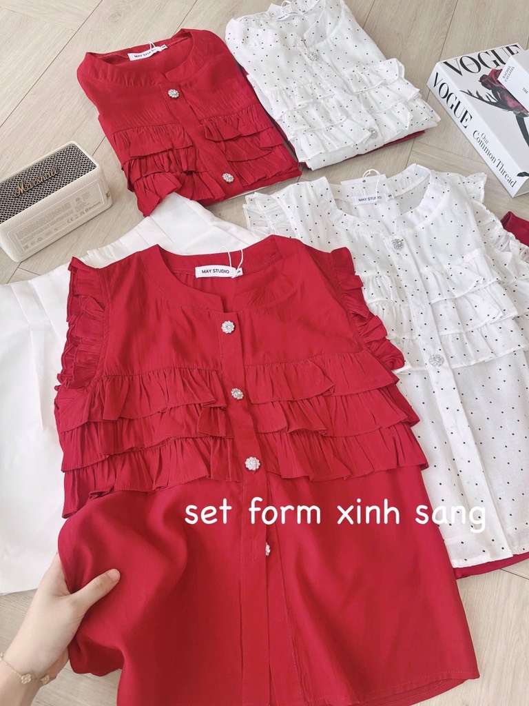 SET ÁO PHỐI BÈO 2 MÀU KÈM QUẦN SHORT TAFFTA NỮ