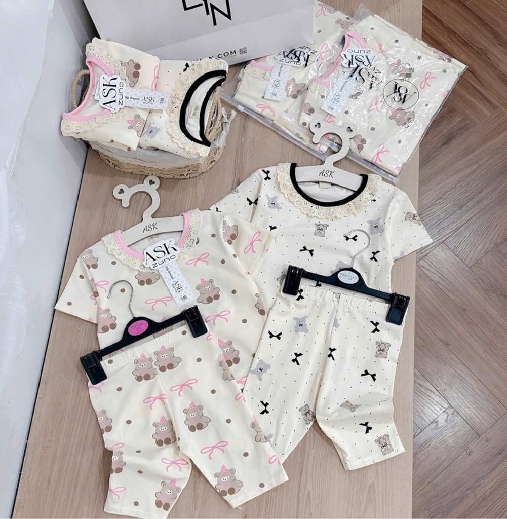 SÉT 2 BỘ GẤU NƠ CHẤM BI BÉ GÁI (SALE 70k)